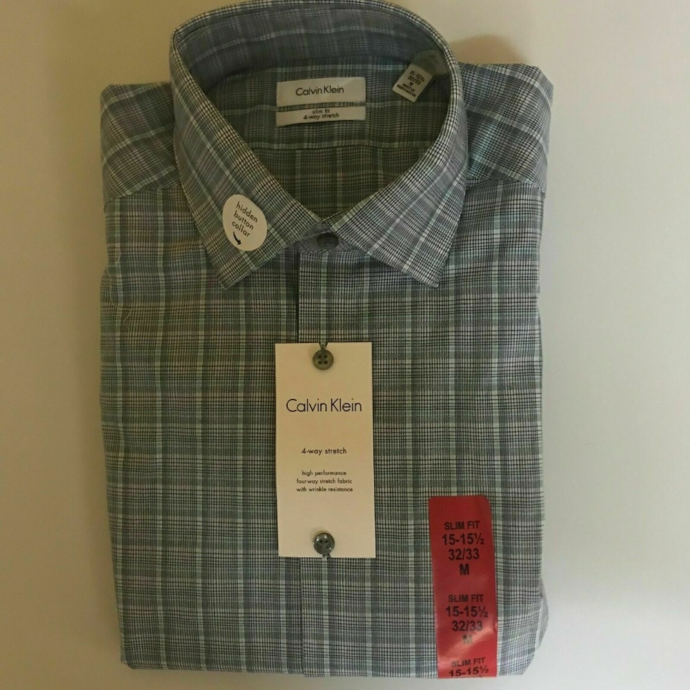 Calvin Klein Mens Dress Shirt Slim Fit 4-Way